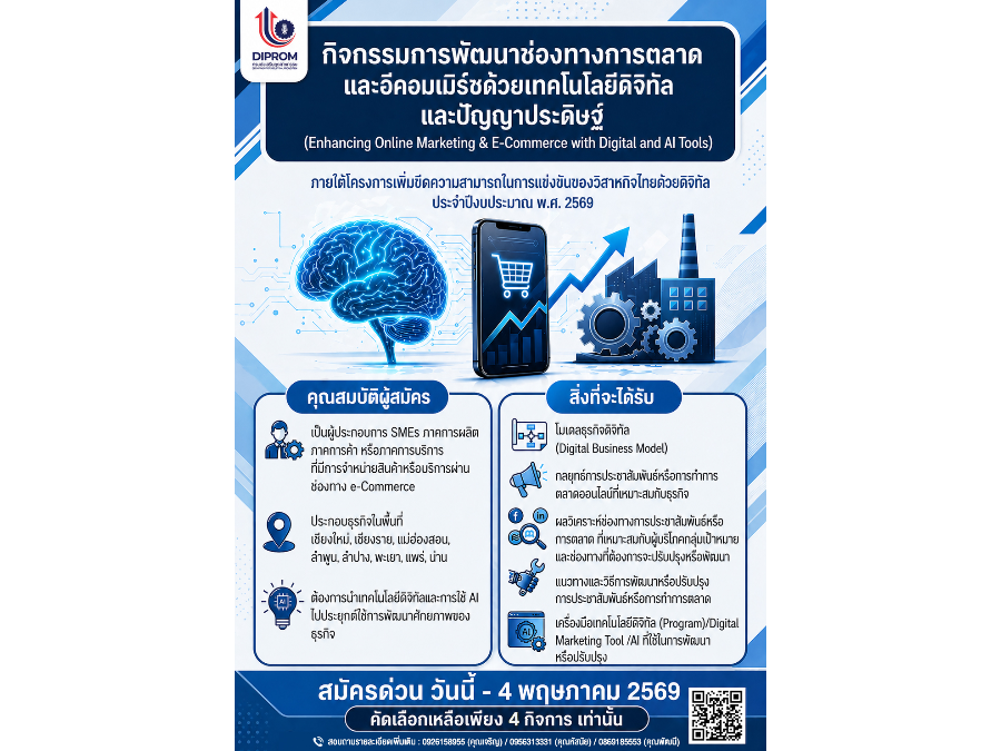 กิจกรรมการพัฒนาช่องทางการตลาดและอีคอมเมิร์ซด้วยเทคโนโลยีดิจิทัลและปัญญาประดิษฐ์